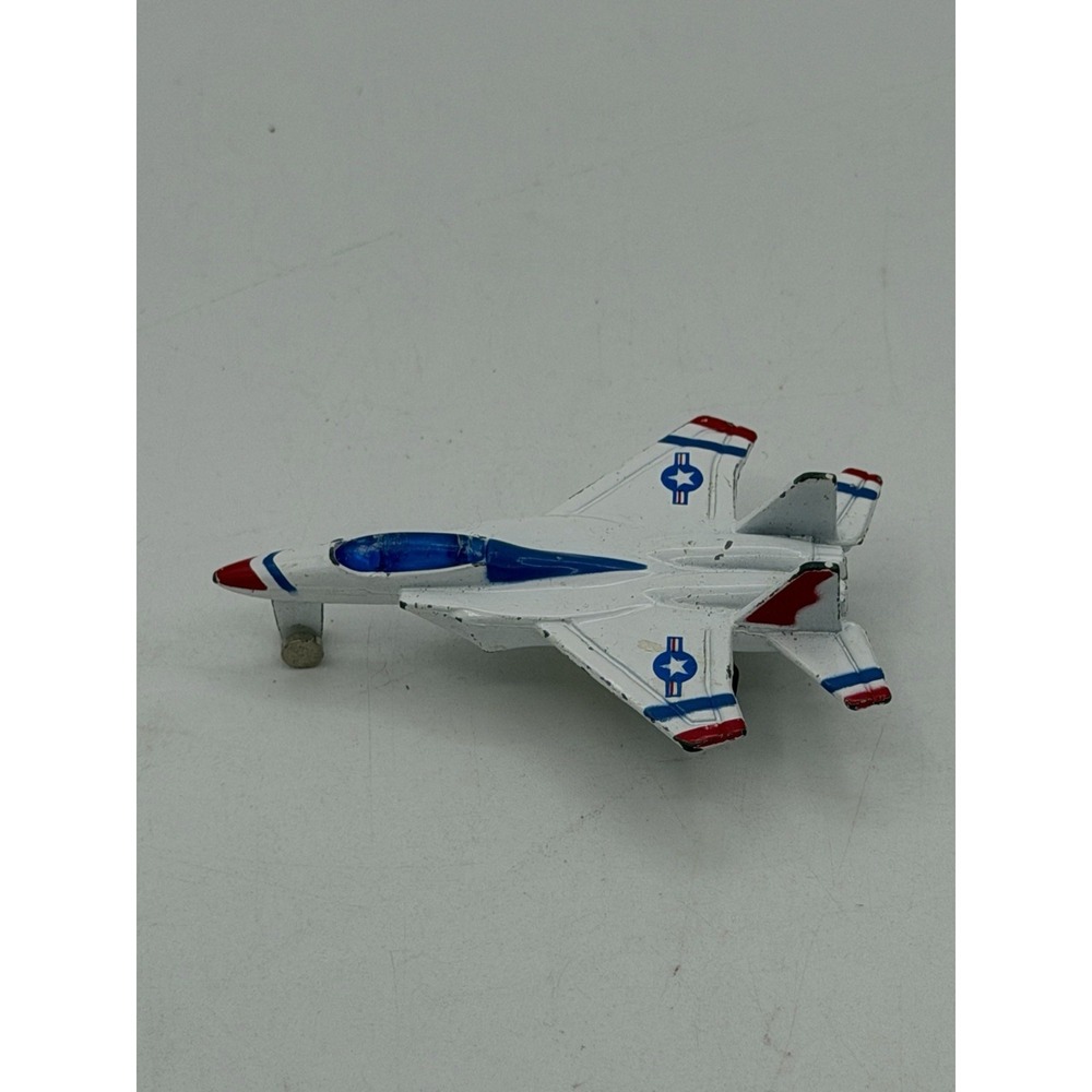 VTG Diecast Fighter Jet Toy Red White Blue Military Plane Mini Model Collectible